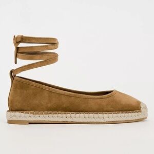 Zara NWOT Suede Lace-up Espadrilles